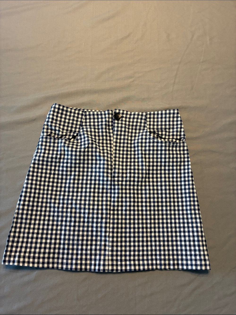 Navy and White Gingham Mini Skirt